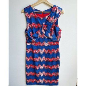 Tracy Reece Combo Twist Shift Red Blue Dress Size Bust 38 Inches
